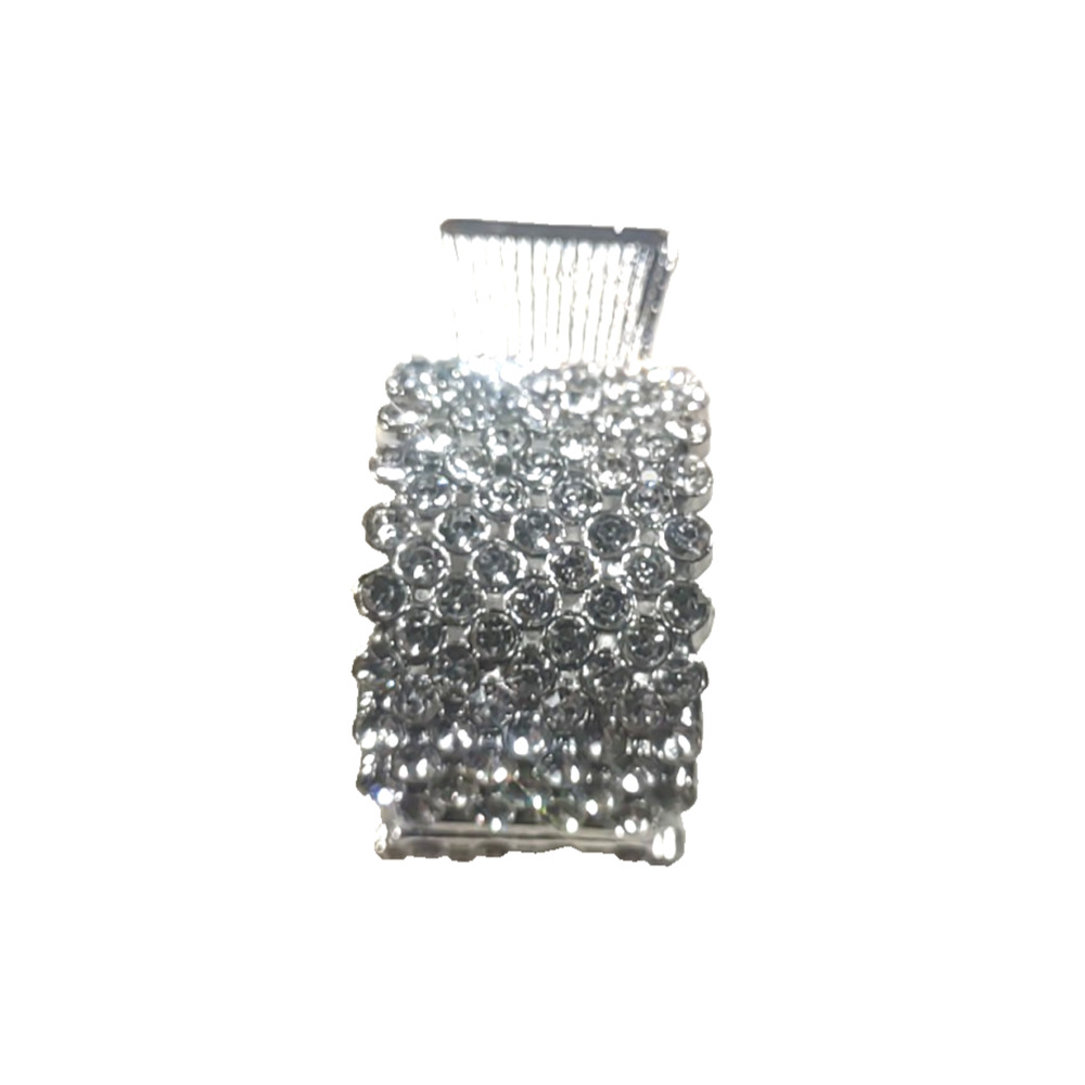 Claw Clip Pony Tail Holder Sparkle Rhinestone Silver Tone Metal